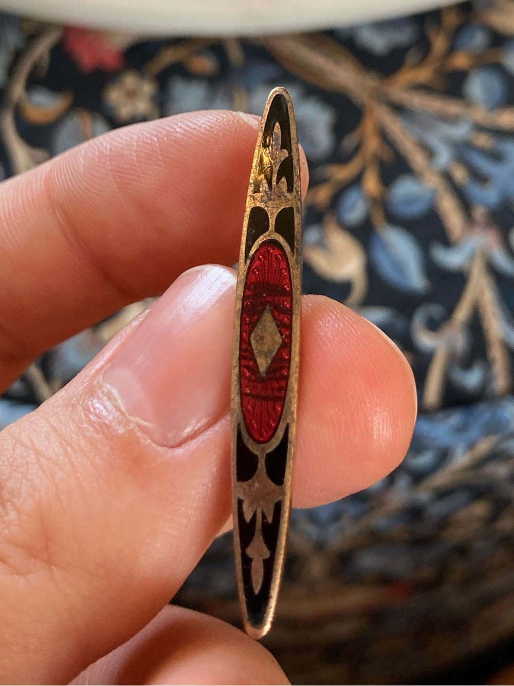 Antique Edwardian Guilloche Enamel Lingerie/Lace Pin